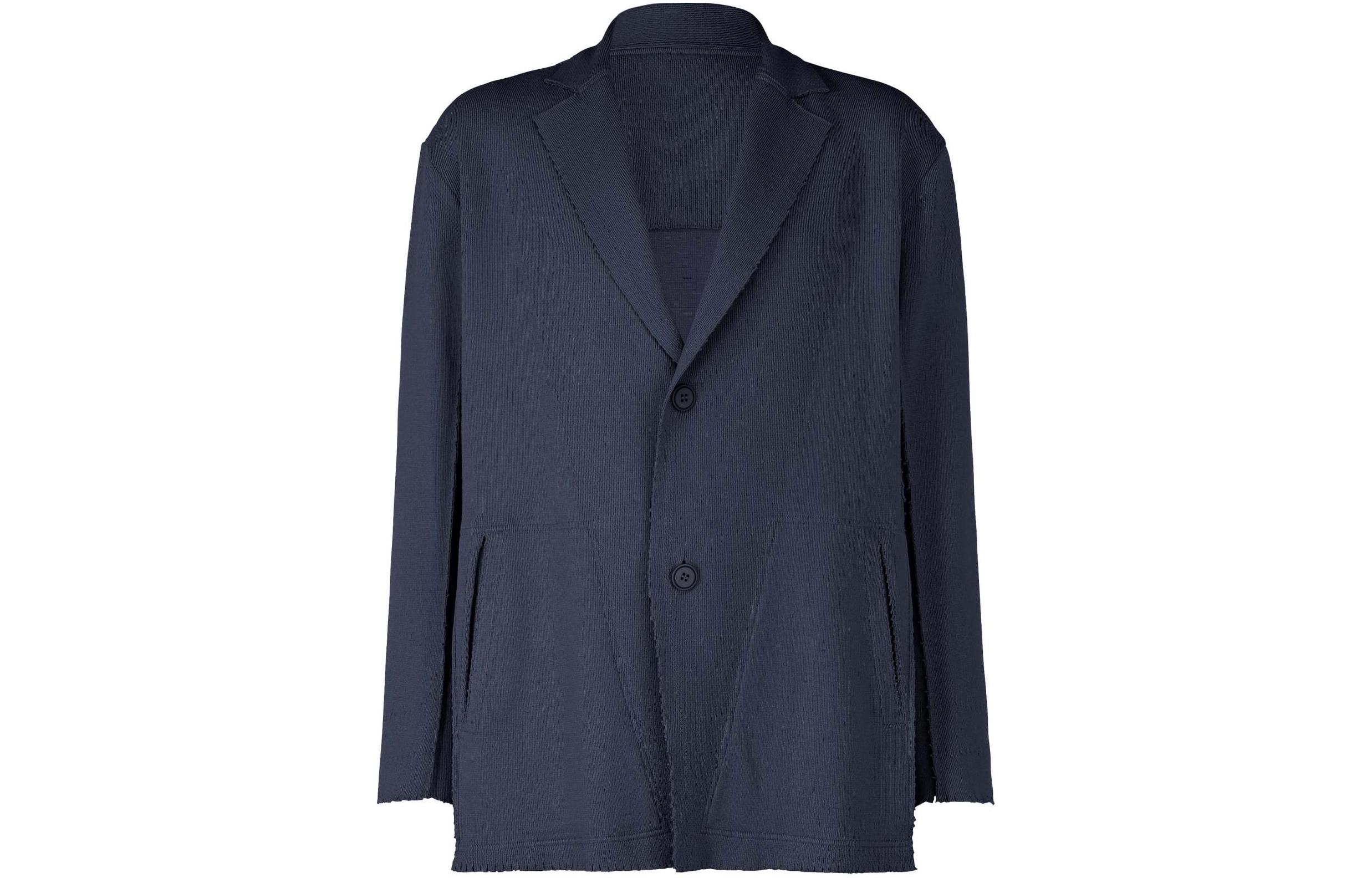ISSEY MIYAKE Navy Solid Single-Breasted Blazer Jacket AT41KD402-75