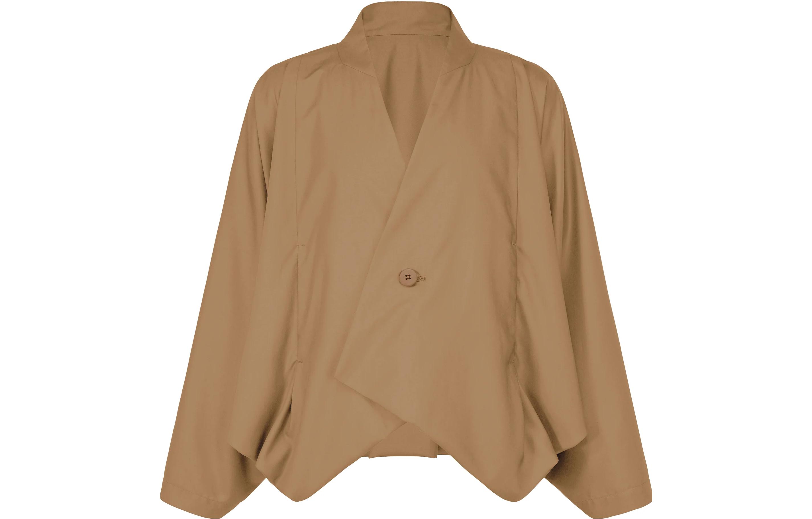 ISSEY MIYAKE Oversized V-Neck Single-Button Brown Jacket LA33FU037-41