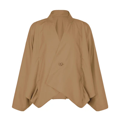ISSEY MIYAKE Oversized V-Neck Single-Button Brown Jacket LA33FU037-41