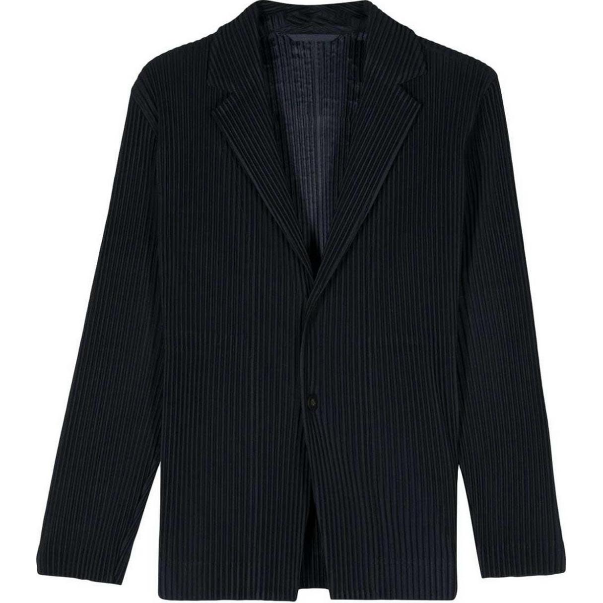 ISSEY MIYAKE Pleated Blazer Jacket Long Sleeve Blue HP47JD401-75