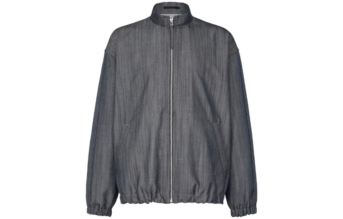 ISSEY MIYAKE Pleats Denim Solid Full-Zip Jacket Men’s Blue LA33FC185-79