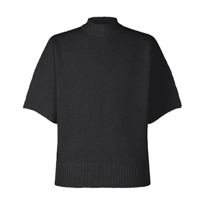 ISSEY MIYAKE Rustic Knit Solid Crewneck Slim Fit Short Sleeve Knit Shirt Black Men HP41KN211-15