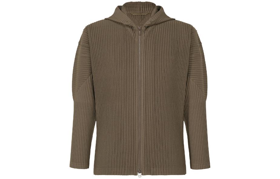 ISSEY MIYAKE Slim Fit Hooded Zip Jacket Stripe Khaki April Edition HP41JL116-66