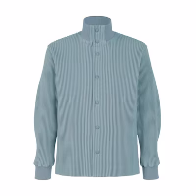 ISSEY MIYAKE Slim Fit Single-Breasted High-Neck Jacket Blue HP33FC308-72