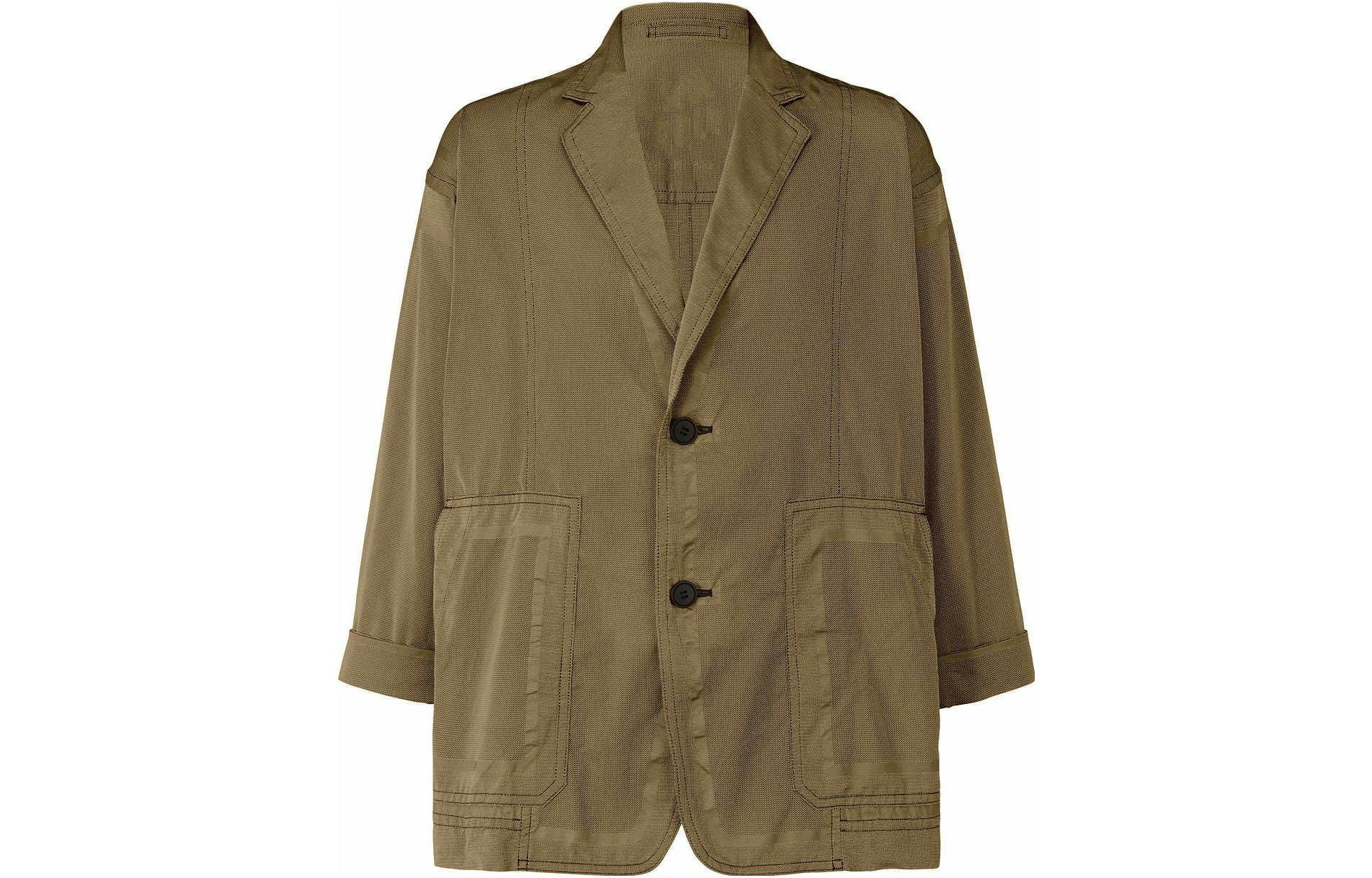 ISSEY MIYAKE Solid Button Blazer Jacket Unisex Khaki Color AT13FD103-65