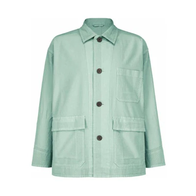 ISSEY MIYAKE Solid Color Button-Up Collared Jacket Green AT21FD106-61