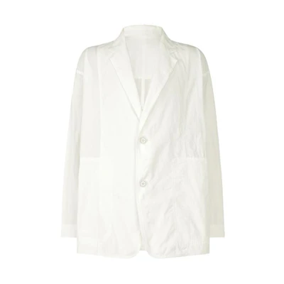 ISSEY MIYAKE Solid Color Button-Up Long Sleeve Jacket Unisex White AT41FD110-01