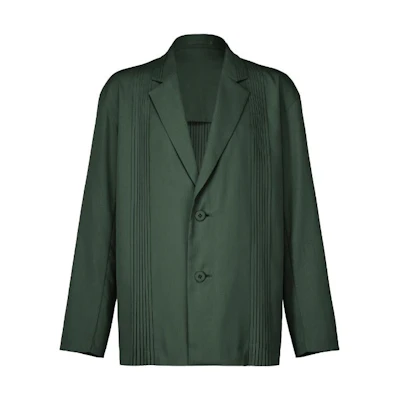 ISSEY MIYAKE Solid Color Green Long Sleeve Casual Jacket for Men LA33FD091-63
