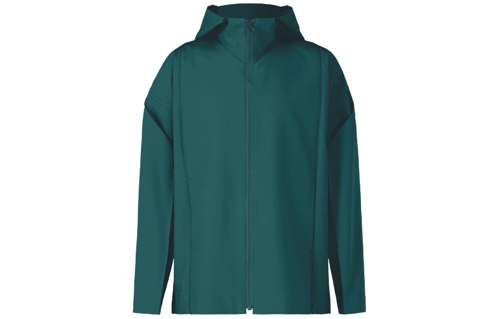 ISSEY MIYAKE Solid Color Green Zip-Up Hoodie Jacket LA41FC09277