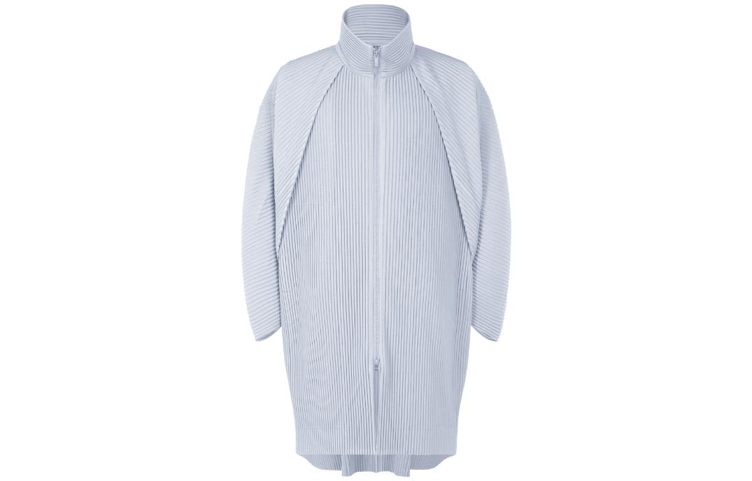 Issey Miyake Solid Color High-Neck Zip Jacket Light Blue HP33JA114-70