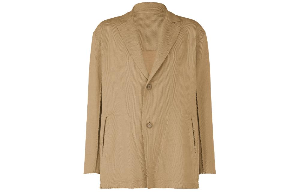 ISSEY MIYAKE Solid Color Notched Lapel Single-Breasted Jacket Beige AT41KD402-41