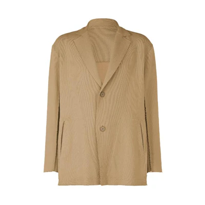 ISSEY MIYAKE Solid Color Notched Lapel Single-Breasted Jacket Beige AT41KD402-41