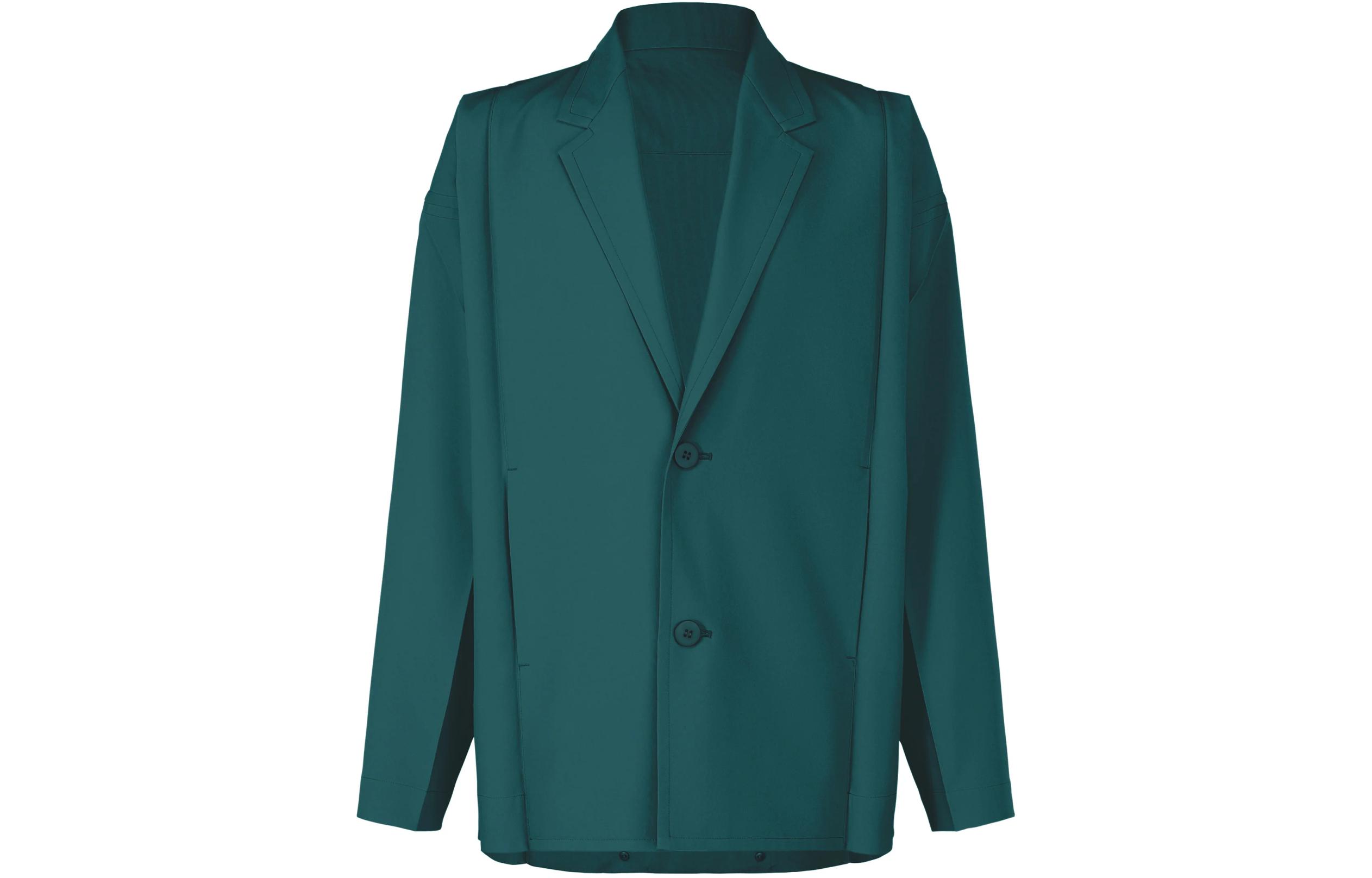 ISSEY MIYAKE Solid Color Single-Breasted Loose Jacket Teal Blue LA41FD091-77