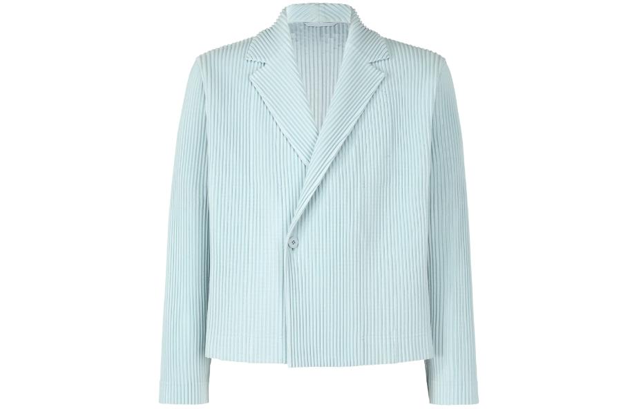 ISSEY MIYAKE Solid Color Single-Button Long-Sleeve Jacket Light Blue HP41JD156-71