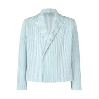 ISSEY MIYAKE Solid Color Single-Button Long-Sleeve Jacket Light Blue HP41JD156-71