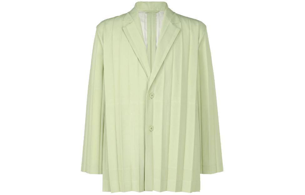 ISSEY MIYAKE Solid Color Slim Fit Long Sleeve Jacket  Light Green HP41FD285-61