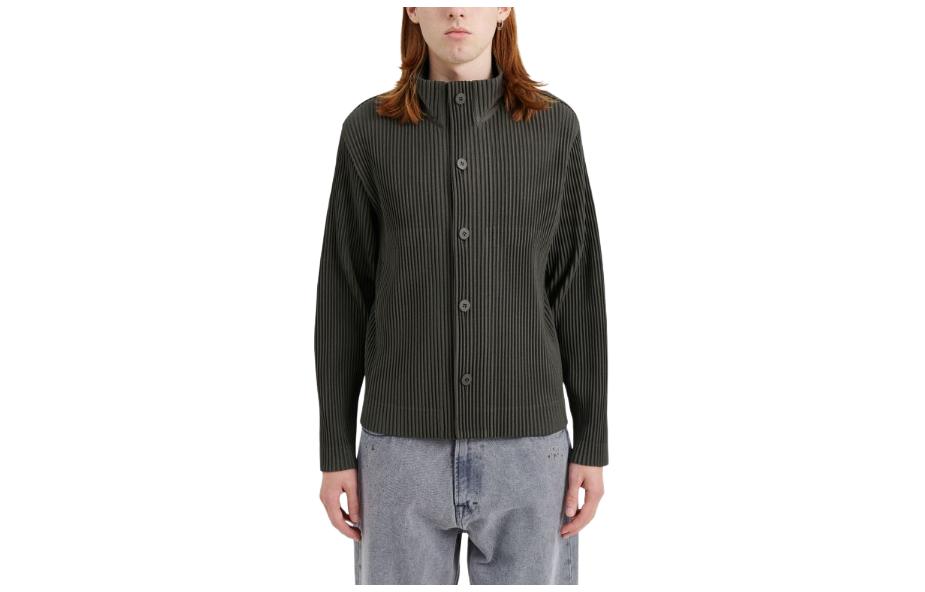 ISSEY MIYAKE Solid Color Stand Collar Long Sleeve Jacket Deep Khaki HP38JD154-68