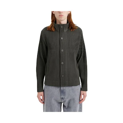 ISSEY MIYAKE Solid Color Stand Collar Long Sleeve Jacket Deep Khaki HP38JD154-68