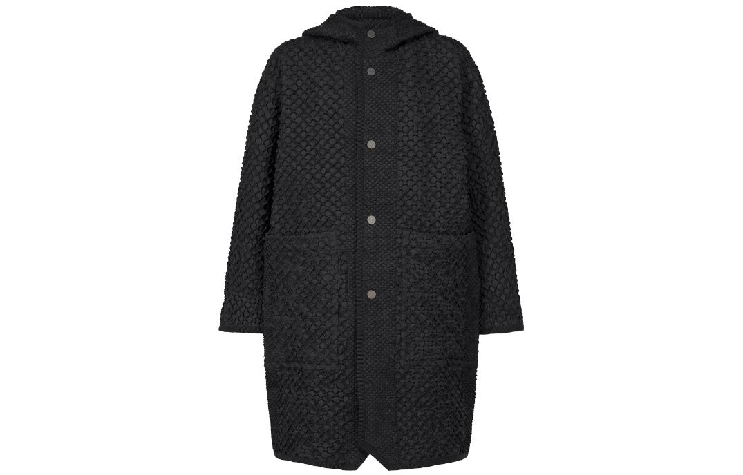 ISSEY MIYAKE Solid Color Unisex Black Long Sleeve Hooded Jacket AT33FA200-15