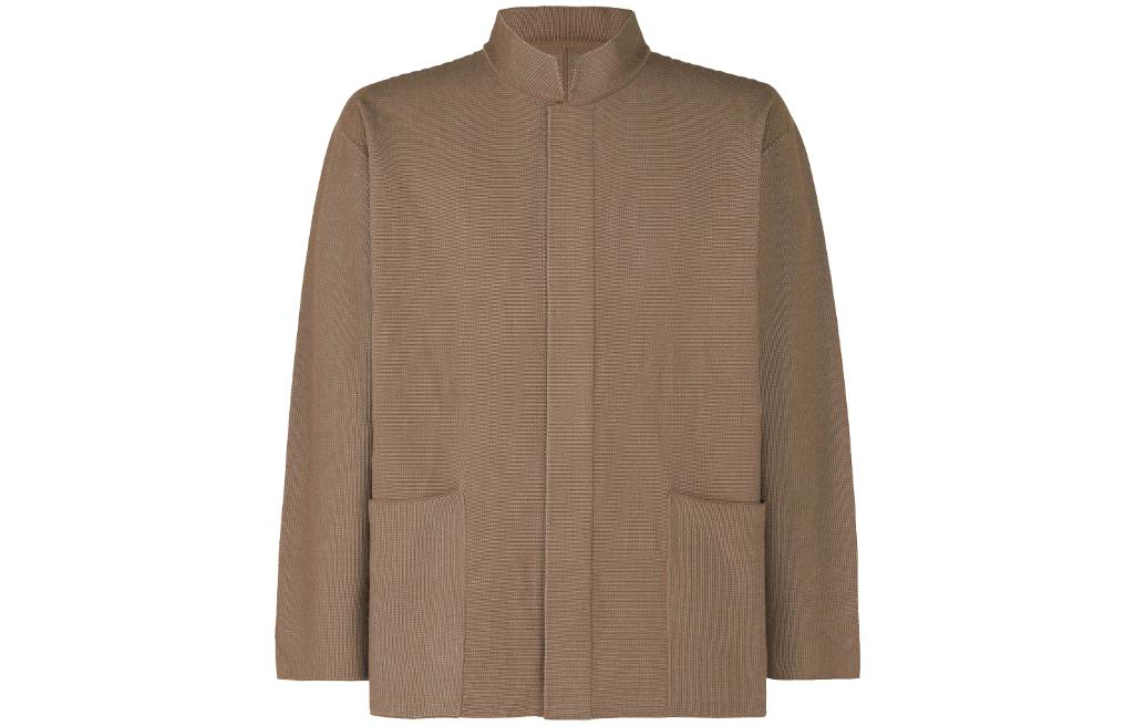 ISSEY MIYAKE Solid Color Zip-Up Collar Jacket Brown Menswear Casual Outerwear HP33KD215-44