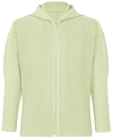ISSEY MIYAKE Solid Color Zip-Up Hoodie Jacket Light Emerald Green HP41JL116-61 ISSEY MIYAKE Solid Color Zip-Up Hoodie Jacket Light Emerald Green HP41JL116-61