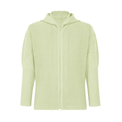 ISSEY MIYAKE Solid Color Zip-Up Hoodie Jacket Light Emerald Green HP41JL116-61