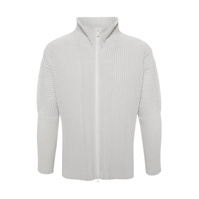 ISSEY MIYAKE Solid Color Zip-Up Jacket Men’s White Gray Long Sleeve HP46JL440-11