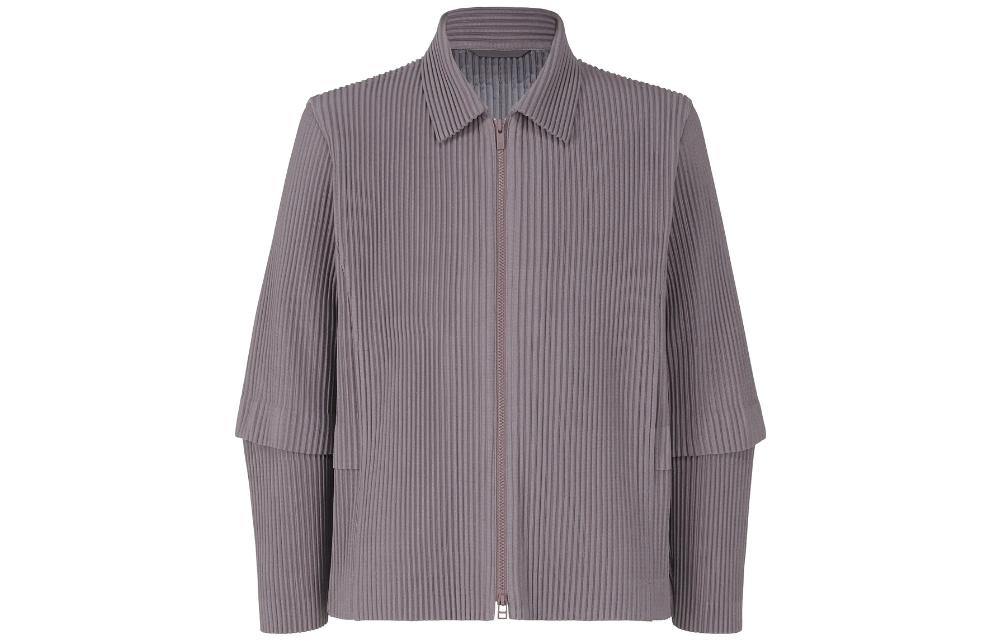 ISSEY MIYAKE Solid Color Zip-Up Jacket Purple Gray HP36-JC176-82