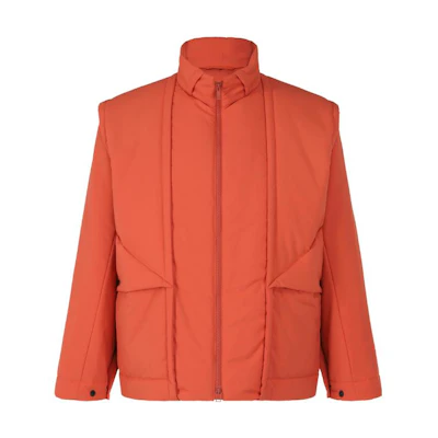 ISSEY MIYAKE Solid Orange High-Neck Zip-Up Jacket HP33FA332-32