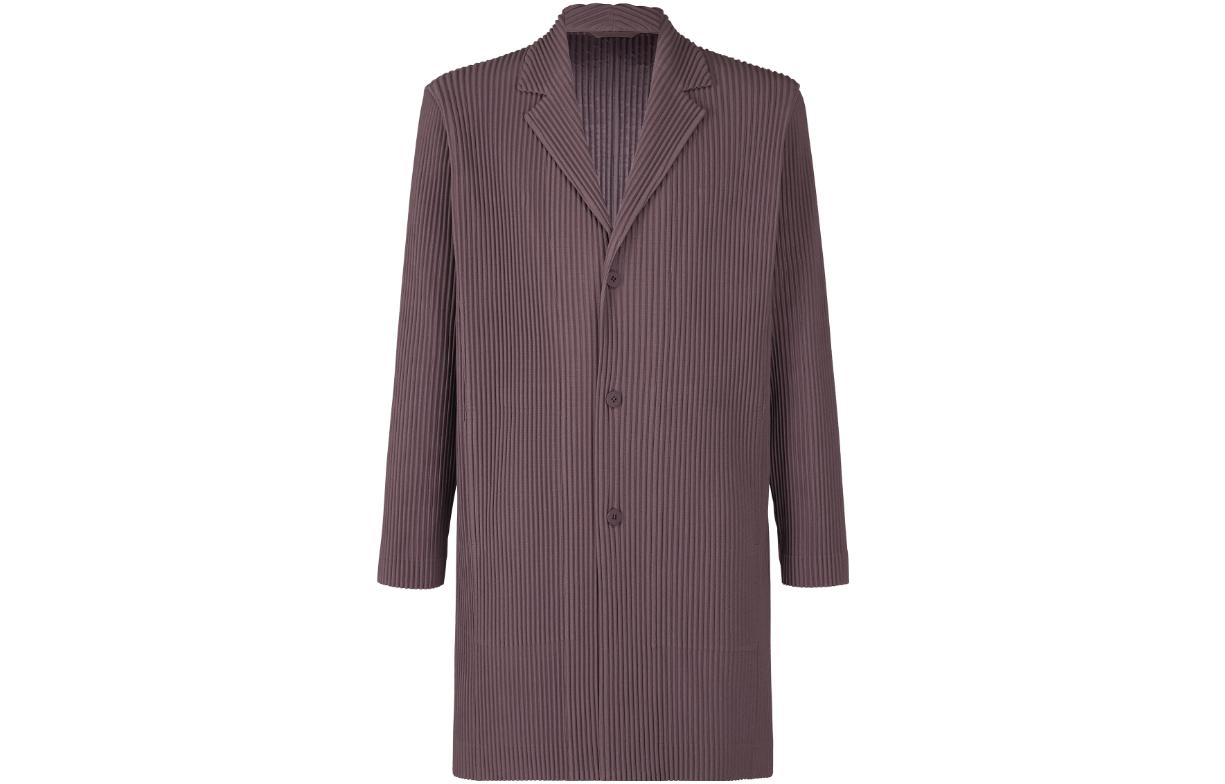 ISSEY MIYAKE Solid Pleated Long Sleeve Jacket Men’s Brown HP33JD156-47