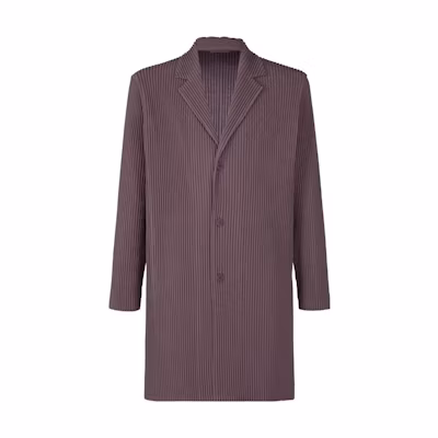ISSEY MIYAKE Solid Pleated Long Sleeve Jacket Men’s Brown HP33JD156-47