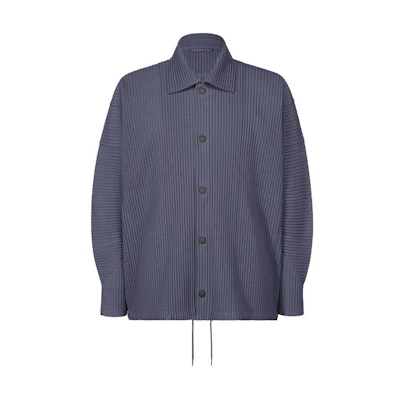 ISSEY MIYAKE Solid Pleated Single-Breasted Jacket Men’s Blue Charcoal HP41JC106-76