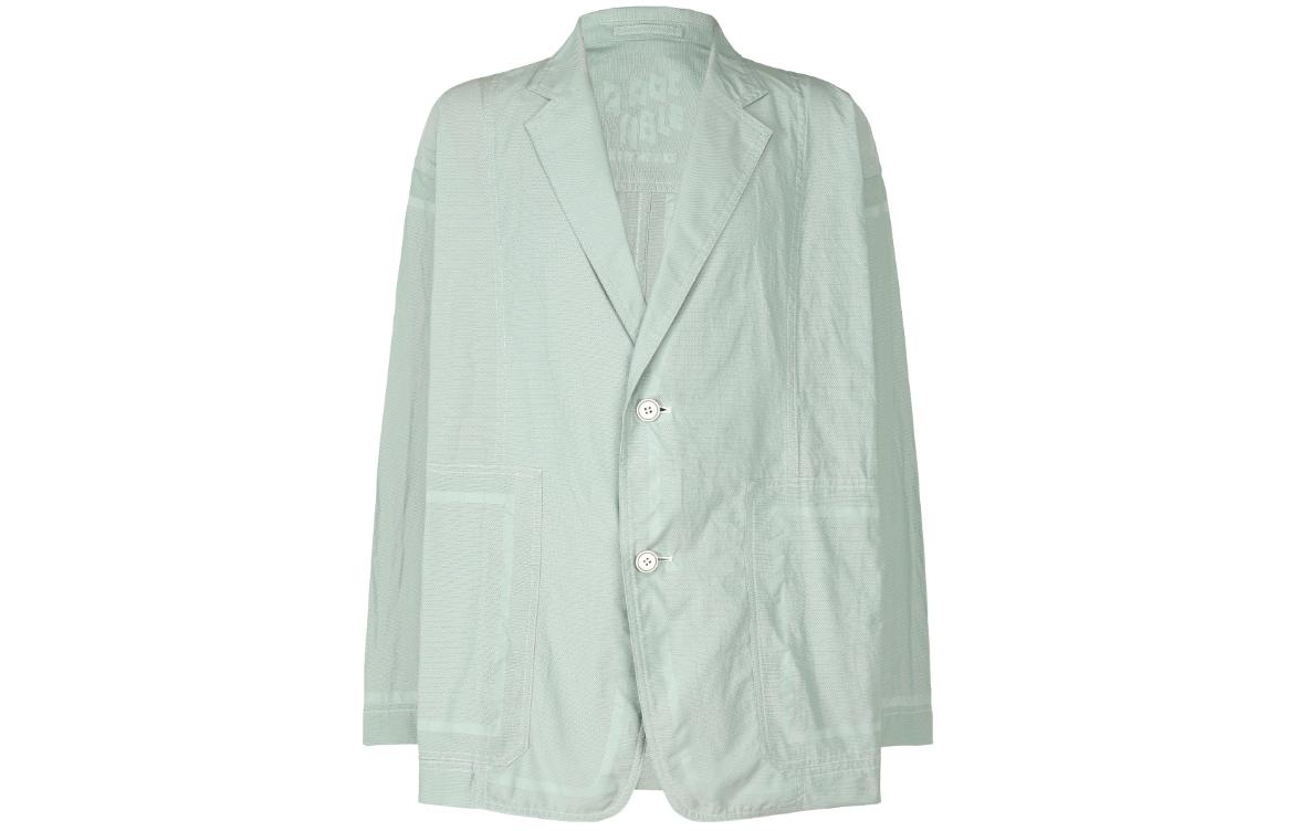ISSEY MIYAKE Solid Single-Breasted Slim-Fit Long-Sleeve Jacket Light Green Unisex AT41FD110-61
