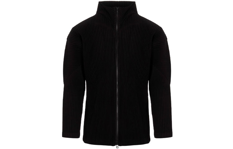 ISSEY MIYAKE SS21 Black Solid High-Neck Zip-Up Sweatshirt Jacket HP18JL14015