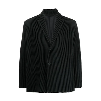 ISSEY MIYAKE SS23 Black Pleated Solid Single-Breasted Blazer Jacket HP36JD15015