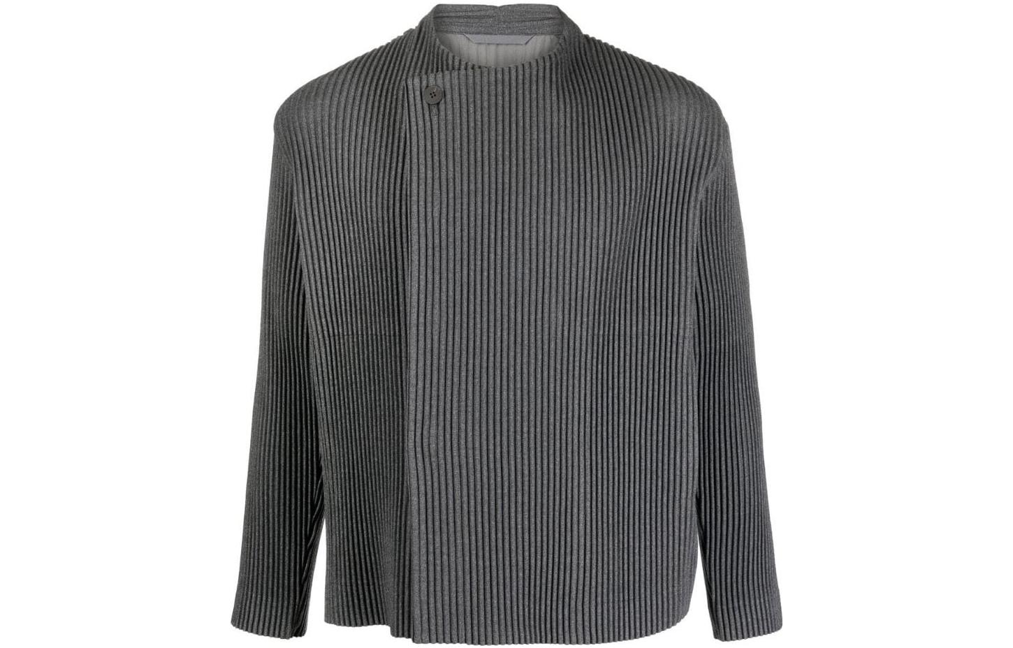 ISSEY MIYAKE SS23 Single Button Round Neck Jacket Men’s Dark Gray HP36FD301-14