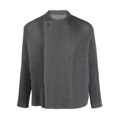 ISSEY MIYAKE SS23 Single Button Round Neck Jacket Men’s Dark Gray HP36FD301-14