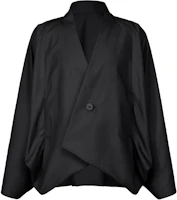 ISSEY MIYAKE SS24 Black Solid V-Neck Loose-Fit Short Long-Sleeve Blazer LA48FU065-15 ISSEY MIYAKE SS24 Black Solid V-Neck Loose-Fit Short Long-Sleeve Blazer LA48FU065-15