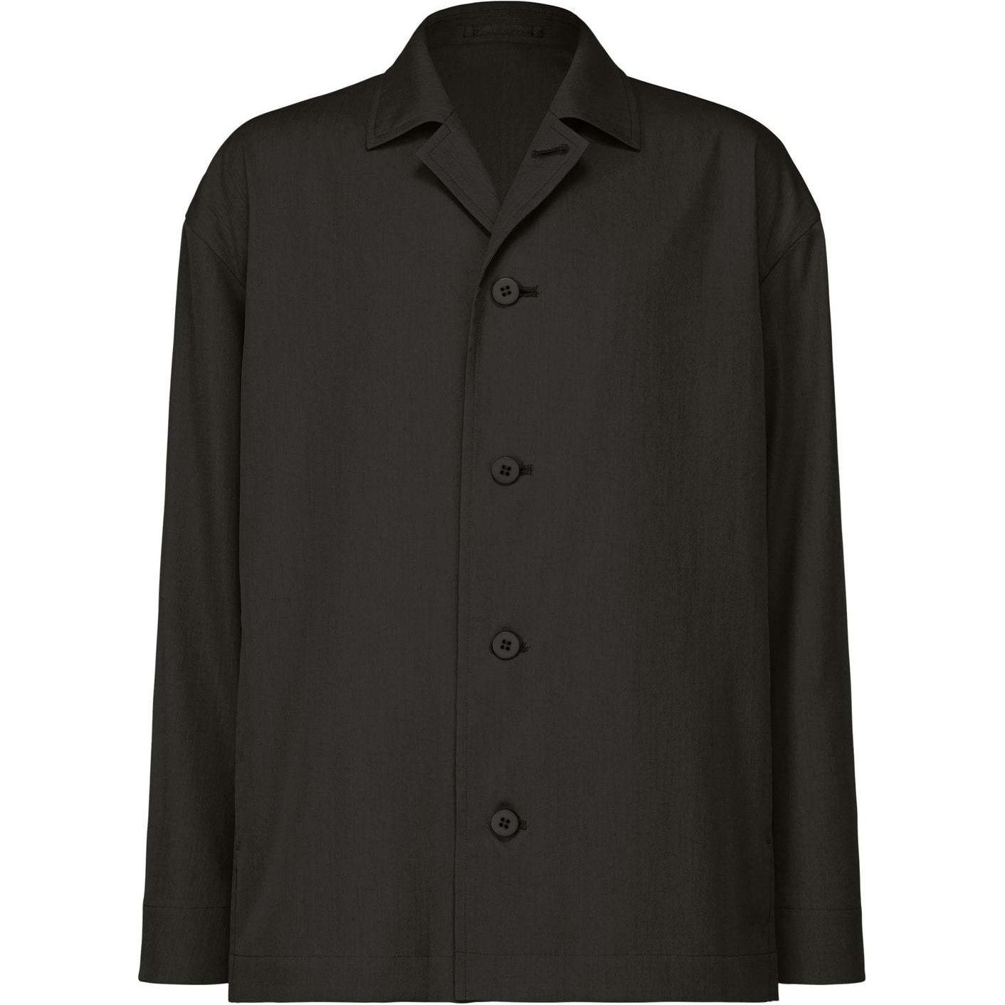ISSEY MIYAKE SS24 Plain Collar Loose Fit Long Sleeve Jacket Black LA48FU036-15