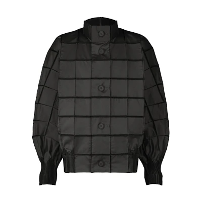 ISSEY MIYAKE SS24 Type-O 002 Black Pleated Check Long Sleeve Jacket Unisex AT41FC243-15