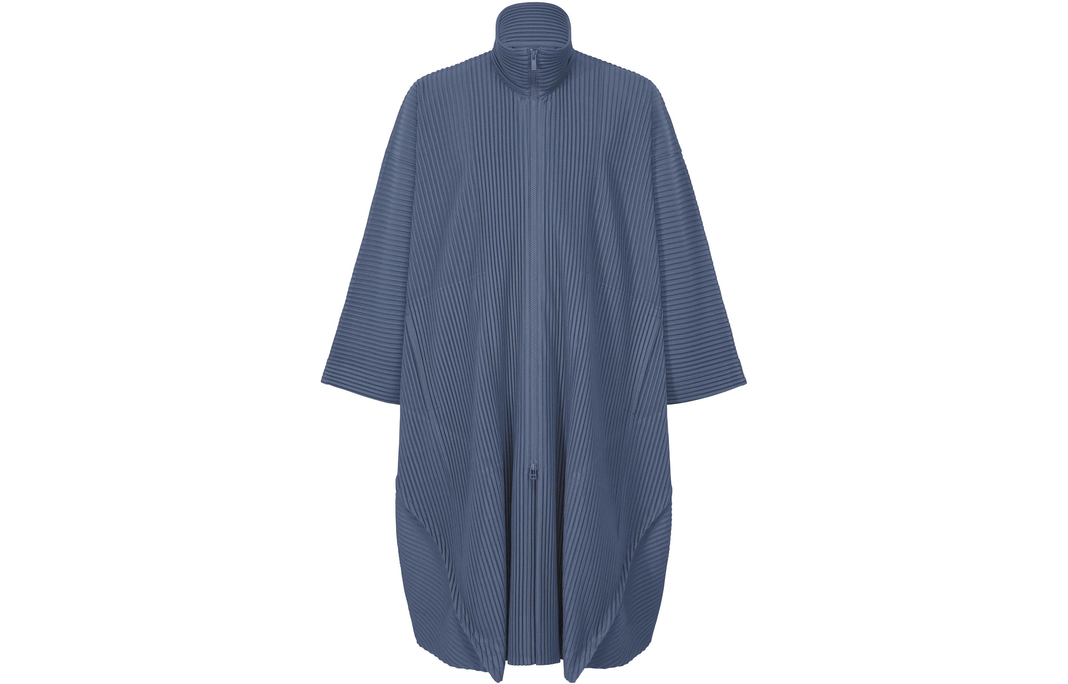 ISSEY MIYAKE Stormy Blue Knitted Long Sleeve Jacket for Men HP33JA126-76