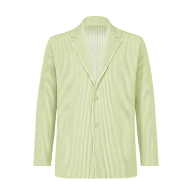 ISSEY MIYAKE Striped Single-Breasted Long-Sleeve Jacket Green Mens HP41JD150-61