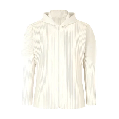 ISSEY MIYAKE Striped Zip Hoodie Jacket Ivory HP36JL121-03