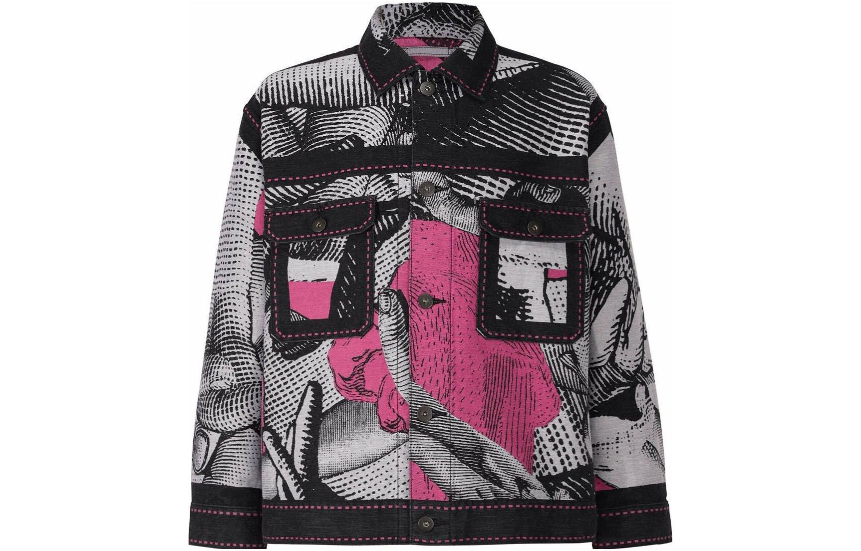 ISSEY MIYAKE Tadanori Yokoo Pink Unisex Printed Mandarin Collar Jacket AT13FC902-26