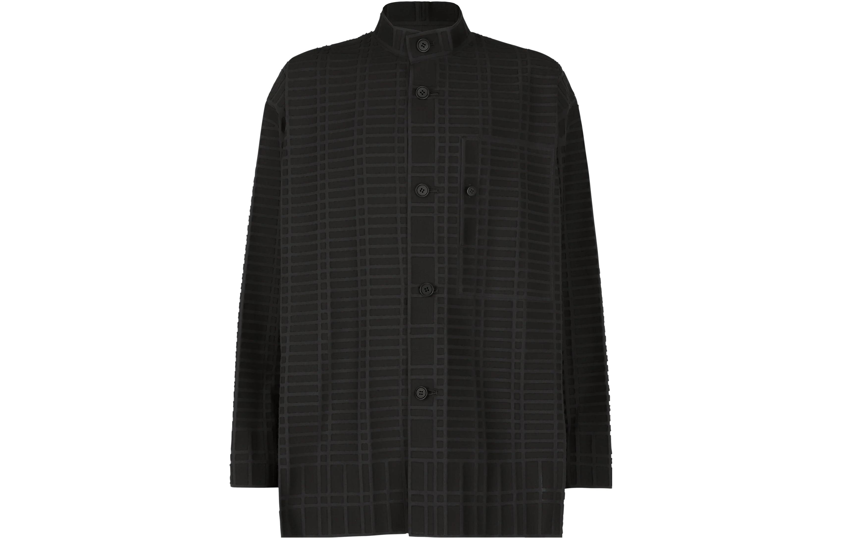ISSEY MIYAKE Type-B 001 Checkered Print Stand Collar Jacket Black Unisex AT33FD06815