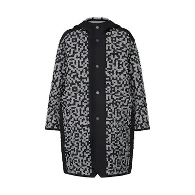 ISSEY MIYAKE Type-O 011 All-Over Print Unisex Hooded Jacket Black AT33FA200-17