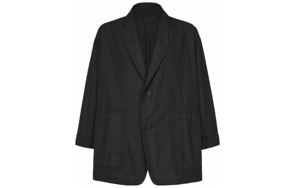 ISSEY MIYAKE Type-U 002 Solid Black Collared Long-Sleeve Jacket Unisex AT23FD11015