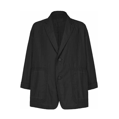 ISSEY MIYAKE Type-U 002 Solid Black Collared Long-Sleeve Jacket Unisex AT23FD11015