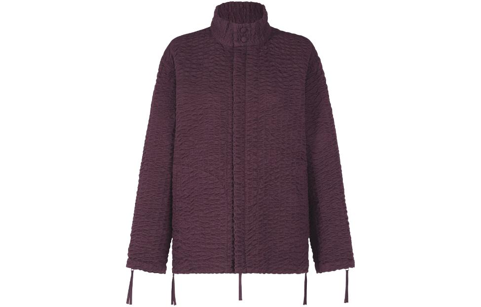 ISSEY MIYAKE Unisex Casual Zip-Up High Collar Jacket Deep Purple HA34FD555-85