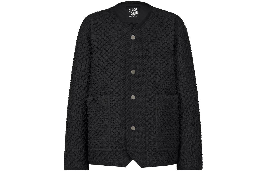 ISSEY MIYAKE V-Neck Single-Breasted Long-Sleeve Jacket Unisex Black AT33FC201-15